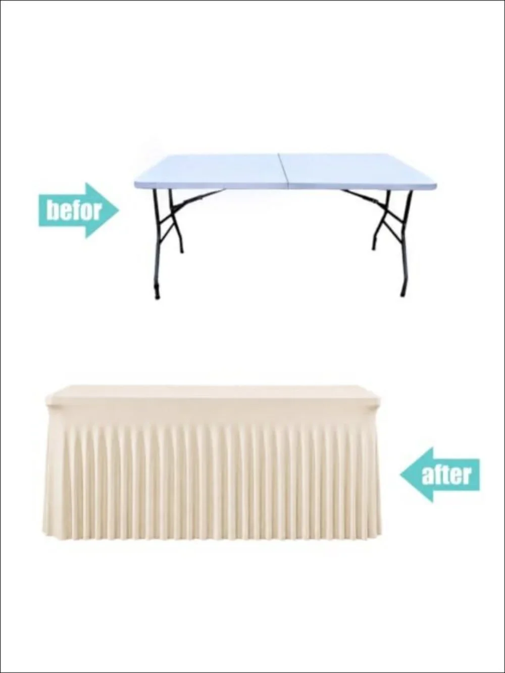 Stretch Table Skirt for 6ft Rectangular Table Pleated Spandex